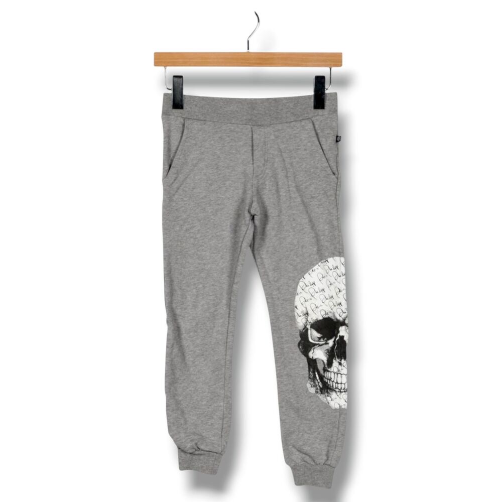 Philipp Plein Junior Sweat Pants Skull Applique 100% Cotton Boys Sz 8-9